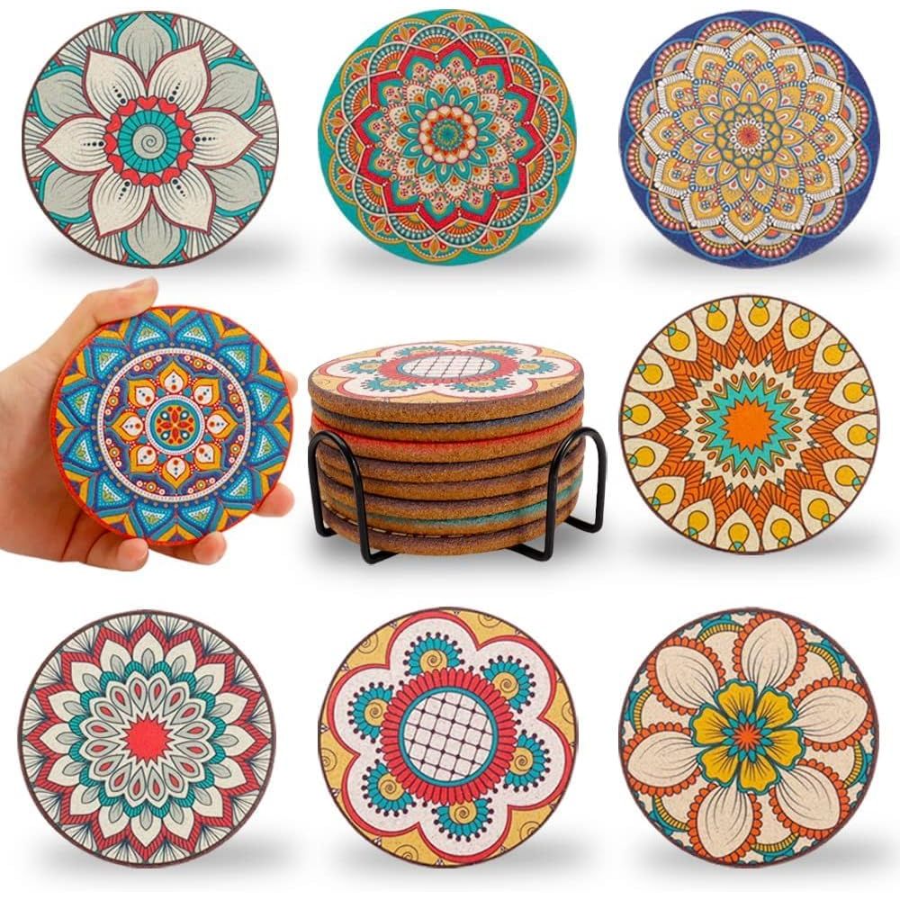 Home Bar Set - Набор из 8 круглых разноцветных подставок