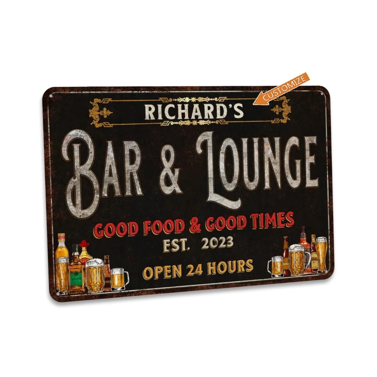 Home Bar Lounge - Металлическая вывеска для бара и лаунж-зоны,